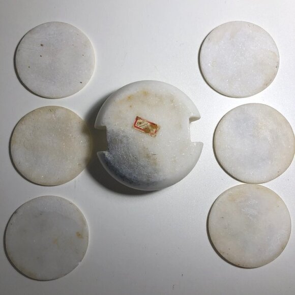 🎄 Natural Marble Mug Glass Coaster Set of 6 Floral Inlay Art #82-3 - Picture 4 of 4